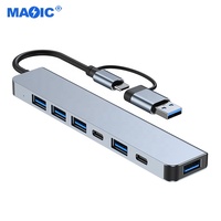 Software de hardware de computadora 7 en 2 Tipo C a USB 3,0 USB 2,0 Hub USB C Adaptador multipuerto