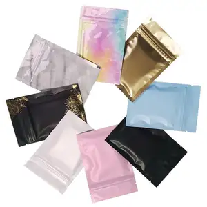 Holographic Laser Multicolour Ziplock Packing Reusable Large Zipper Bag Custom Size Transparent Bopp Plastic Bag For Storage