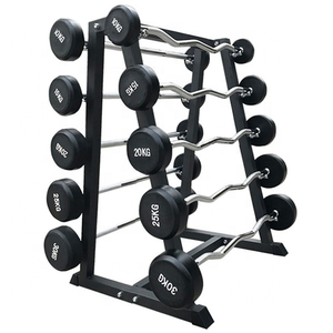 Équipement de fitness de haute qualité, équipement d'haltérophilie, haltère à tête ronde en caoutchouc, barre d'haltères incurvés - Product Image 4