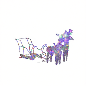 Reno y Trineo Navideños Inflables de Acrílico, Decoración Navideña para Jardín, Multicolor, 51.2 Pulgadas - Product Image 1