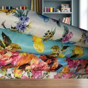 Tissu tissé satiné imprimé polyester/coton/élasthanne 170 g/m² 57/58 pouces pour robes et chemises, petit rouleau - Product Image 3