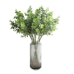 2024 64cm jarrones de vidrio hojas verdes artificiales sala de estar decoración del hogar hojas de <span class=keywords><strong>eucalipto</strong></span> de plástico artificiales - Product Image 1