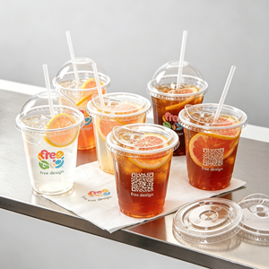 แก้วกาแฟพลาสติก PET ขนาด 12 ออนซ์ พร้อมฝาปิด ขนาด 90 มม. แก้วเครื่องดื่มเย็นใสพิเศษ รูปทรงตัวยู สำหรับซื้อกลับบ้าน ใส่เครื่องดื่มมัทฉะ - Product Image 1