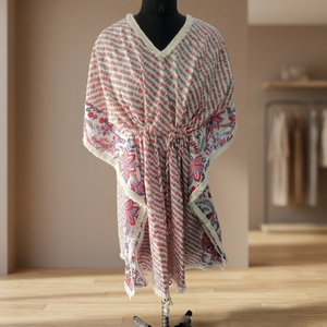 Boho V-neck Floral Print Knee-Length Dress Flare Sleeve Frayed Edges Loose <b>Wrap</b> Short Kaftan Beach Casual Summer <b>Sweet</b> - Product Image 3
