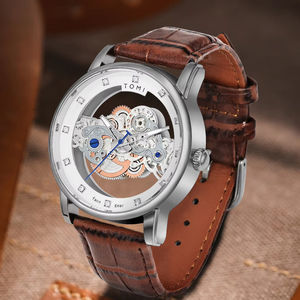 Montre manuelle gravée TOMI T102, non mécanique, avec bracelet en cuir tendance pour homme, coffret cadeau best-seller 2026 - Product Image 2