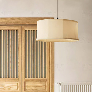 Lustre d'inspiration zen japonaise, luminaire rond en tissu E27, pour salon, chambre à coucher, salon de thé, hôtel - Product Image 3