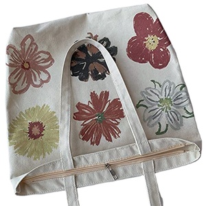 Sacs fourre-tout en toile de coton recyclée, naturels, vierges, personnalisables, avec fermeture éclair - Product Image 5