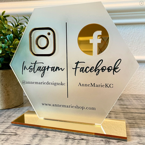 Signo Rosa personalizado de negocios Signo de contacto social Logo <span class=keywords><strong>Instagram</strong></span> <span class=keywords><strong>Facebook</strong></span> Icono dorado - Product Image 6