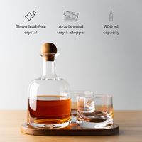 Carafe en verre cristal de haute qualité 500 ml avec design classique de luxe – Distributeur de bouteilles vides pour décoration de comptoir ou de cave à vin