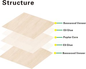 Plaques de contreplaqué rectangulaires en bois de tilleul Ninekong, lot de 12, 12 x 12 x 1/8 pouces, Chine, découpe au laser, gravure sur bois, brûlage du bois, <span class=keywords><strong>scie</strong></span> à <span class=keywords><strong>chantourner</strong></span> - Product Image 3