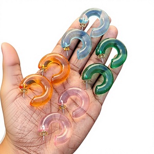 Pendientes Colgantes Ovalados de Resina Acrílica Coloridos y Adorables, Estilo Hada y Ángel, Hechos a Mano en India, Calidad Premium, Novedad 2026 - Product Image 1