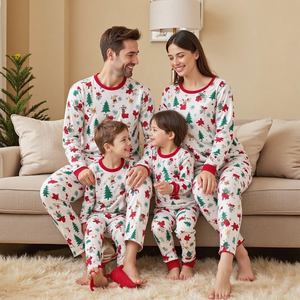 Conjuntos Familiares Navideños Hongbo para Niñas, Niños y Adultos, Cómodos, Transpirables, de Manga Larga, Viscosa y Algodón - Product Image 1