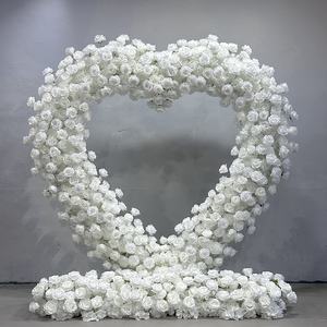 웨딩 파티 장식을위한 인공 제안 꽃 아치 배경 실크 장식 빨간 장미 하트 꽃 아치 - Product Image 2