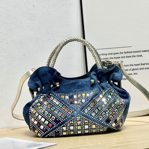 <span class=keywords><strong>Borsa</strong></span> tote in denim retrò con strass scintillanti, <span class=keywords><strong>borsa</strong></span> a tracolla Y2K con strass colorati, <span class=keywords><strong>borsa</strong></span> a tracolla con coulisse di grande capacità - Product Image 3