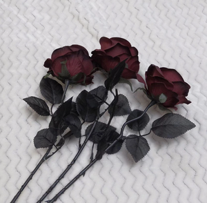 Artificial negro Vintage Rosa boda flor Faux Rose flores góticas Halloween Living decoración del hogar - Product Image 5