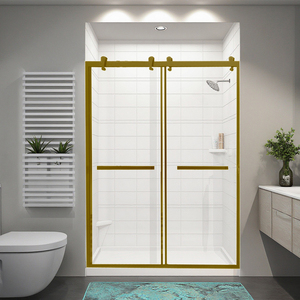 Factory Direct Golden Sliding Shower <strong>Door</strong> for Hotels Frameless <strong>Bath</strong> Shower <strong>Door</strong> Panel with Tempered Glass Screen Gold Finish - Product Image 6