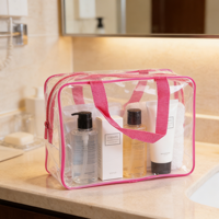 Sac de toilette transparent en PVC, imperméable et portable, idéal pour les voyages et les déplacements professionnels - Vente flash