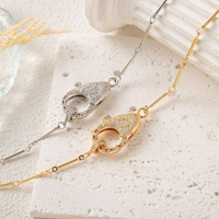 Collier tendance étanche en cuivre plaqué or 18 carats couleur argent avec chaîne à maillons et fermoir à ressort pour femme et couple