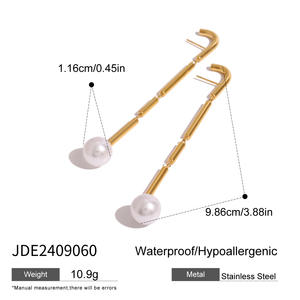 Elegant Women <b>Earrings</b> <b>Fashion</b> Jewelry Stainless Steel Long <b>Drop</b> Pearl <b>Earrings</b> for Wedding Party Banquet - Product Image 6
