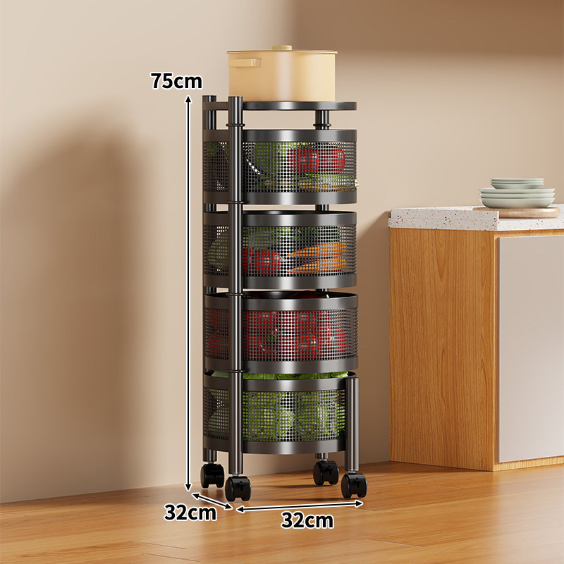 Multifunctional black rotating storage rack [four-tier round]