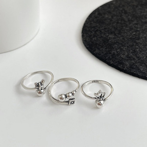S925 Sterling Silver Geometric Bead <b>Open</b> <b>Ring</b> For Women Index Finger Gift Jewelry - Product Image 4