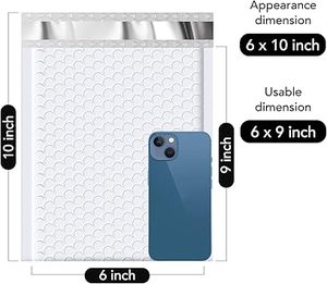 ซองกันกระแทกขนาด 6×10 นิ้ว, ซองบับเบิ้ลสีขาว 600 ซอง, ขนาดใช้งานได้ 6×9 นิ้ว, ซองกันกระแทกหนาสำหรับการจัดส่ง - Product Image 3
