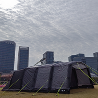 Glamping, camping familial de luxe, tente pneumatique imperméable quatre saisons, abri gonflable, trois chambres et salon