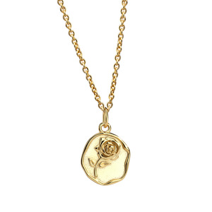 Collar con Colgante de Rosa de Textura Metálica, Chapado en Oro de 18k, Estilo Romántico Francés, Cadena para Clavícula - Product Image 6