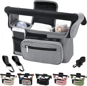 Borsa da appendere al passeggino, borsa universale per passeggino con 2 portabicchieri isolati, organizer con tracolla e grande capacità - Product Image 1