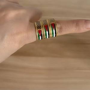 Filistin aksesuarları 2024 paslanmaz çelik filistin yüzük harita yüzük paslanmaz çelik emaye eşarp filistin bayrak yüzük - Product Image 1