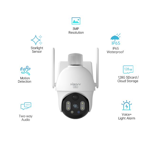Phone Connect APP Remote Control 3MP Solar 4G Camera 24/7 Record Outdoor Starlight Full Color Photo Cctv Security Camera