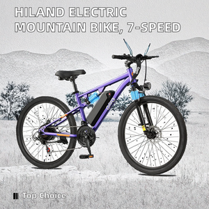 Bicicleta Eléctrica de Montaña HILAND, Frenos de Disco Mecánicos con Cable de Estilo Estadounidense, Desviador Trasero de 7 Velocidades, Acero con Alto Contenido de Carbono, Litio - Product Image 2