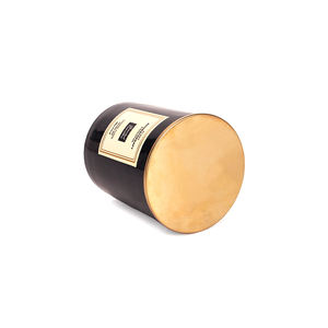 Vela perfumada de tarro de cristal blanco y negro con cera de soja personalizada para decoración del hogar con tapa de metal y caja - Product Image 3