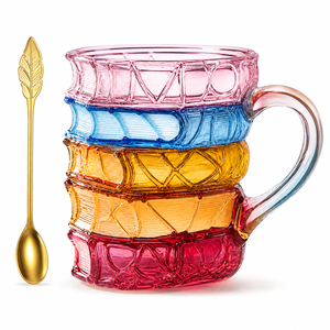 Tazza in Vetro a Forma di Libro Impilabile da 12oz con Segnalibro a Foglia e Cucchiaio, Regalo Originale per Amanti dei Libri - Product Image 6