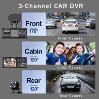 Cámara para Coche de 3 Lentes Full HD 1080P, DVR de 3 Canales con Pantalla LCD, Caja Negra, Grabadora de Video para Vehículos
