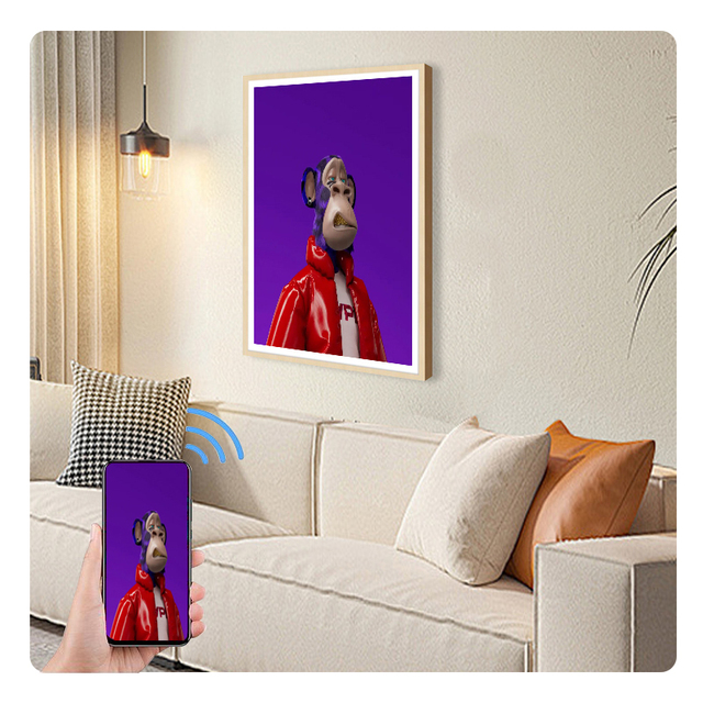 Vivid Color Art Exhibition Digital Frame 1080p HD Wood Wall Mount with Video Playback (MP4/AVI) MP3 Support & Wi-Fi