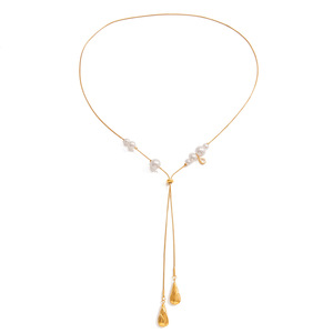 Pearl Necklace Teardrop Shape AA Grade Gold Plated Bezel Setting Everyday Wear Women's Jewelry - Product Image 5