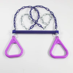 <span class=keywords><strong>Barre</strong></span> de <span class=keywords><strong>Trapeze</strong></span> pour Balançoire Extérieure pour Enfants Robuste avec Chaîne en Acier Revêtue de Plastique et Anneaux Triangulaires - Product Image 2