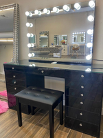 Meuble de coiffeuse professionnel moderne avec miroirs éclairés, rose, noir, blanc, meubles de chambre à coucher pour salle de bain, directement de l'usine