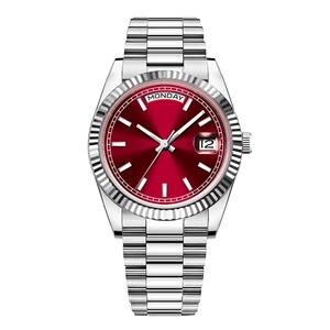 39mm hombres de lujo sin logotipo automático mecánico Nh36 día y fecha muñeca corona logotipo personalizado reloj impermeable - Product Image 4