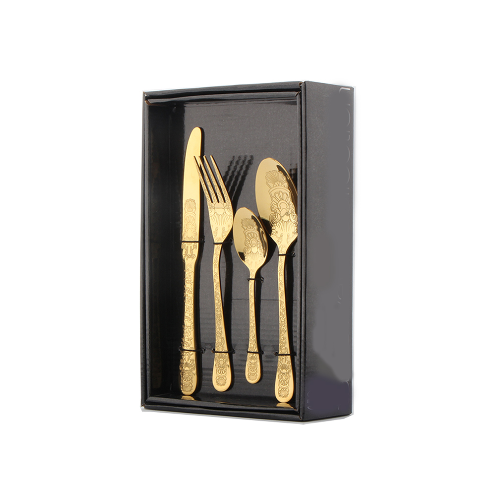 Zara Home Embossed Cutlery - Gold Stainless Steel Set