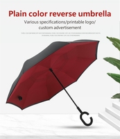 Parapluie inversé à double courbure avec poignée en C, moderne et luxueux, à commande manuelle, motif droit, cadeau d'affaires, fonction de suspension, en nylon 190T