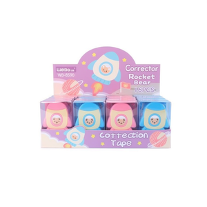 WeiBo Correction Tape 5Mm Rocket Bear Design For School Office Use 16Pcs Pack - Product Image 1