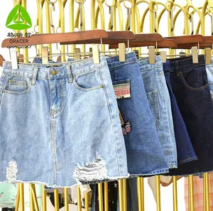 100kg Bales Second Hand Clothes Used Summer Clothing Plus Size Jean Skirts for Women Adults Casual Wear Summer Mix 45KG