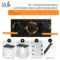 Système de douche combiné cascade et pluie intelligent multifonction en laiton de luxe avec jets de massage corporel complet et mitigeur mural