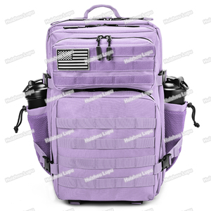 Custom Logo Waterproof Travel Fitness Hiking Luna Purple 45L Tactical Gym Meal Prep Management <strong>Backpack</strong> w Side Pocket - Product Image 5
