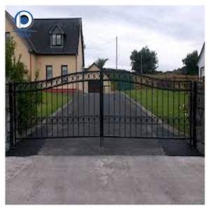 Puerta Doble de Hierro Forjado con Arco Tallado Estilo Europeo <span class=keywords><strong>Prima</strong></span>, Puerta de Villa de Lujo con Vidrio Negro Vintage - Product Image 3