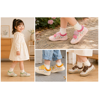 JIAN ER Baskets en toile à motif d'ours mignon pour tout-petits, chaussures de marche décontractées à fermeture auto-agrippante, chaussures de tous les jours souples pour bébés garçons et filles