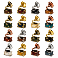 Broches en émail personnalisées en gros, badges vintage en forme de phonographe, broches métalliques personnalisées pour les amateurs de musique, cadeau du fabricant