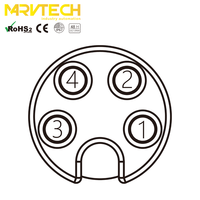 Connecteur de câble électrique Marvtech OEM femelle 4 broches M8 surmoulé, connecteur de capteur avec blindage pour signal de données